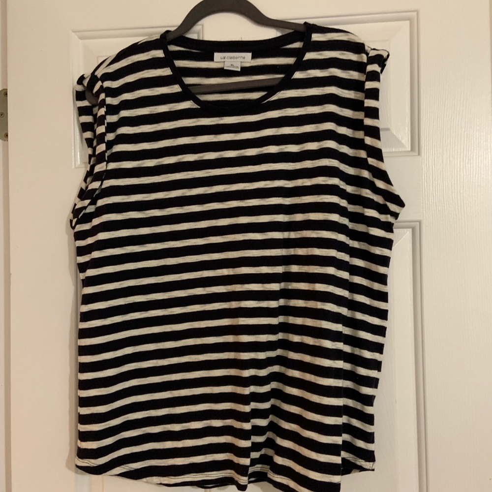 Liz Claiborne Navy and Tan shirt